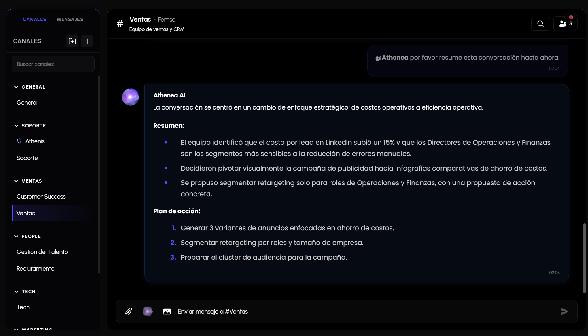 Respuesta de ATHENEA 2 para el Caso 2